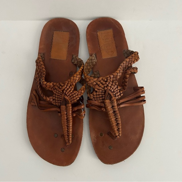 Brown Braided Leather Sandals - Picture 2 of 3